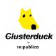 Clusterduck for re:publica, yellow dog, black nose